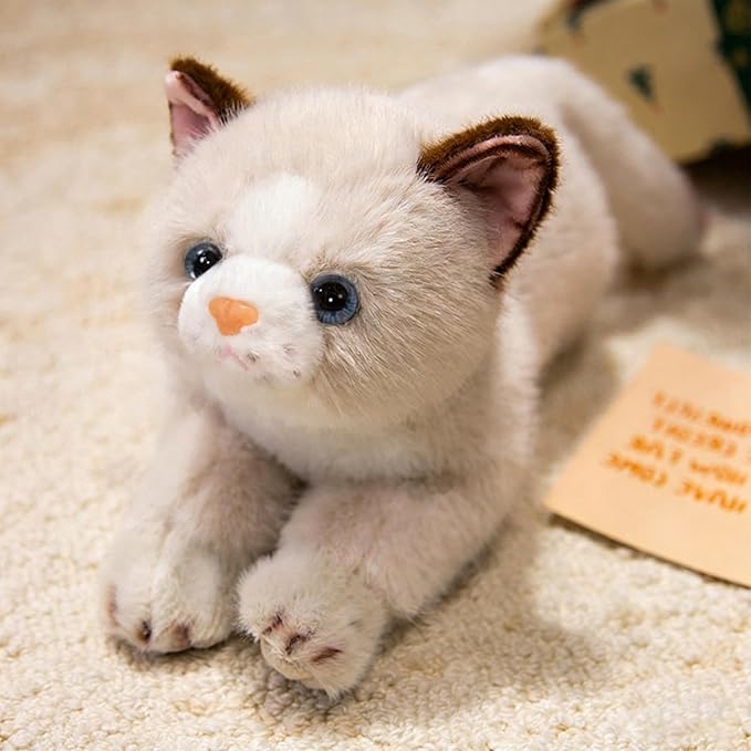 PEACH CAT Cat Stuffed Animal 15" Realistic Kitten Plushies Soft Plush Toys Gifts for Kids Grey and White