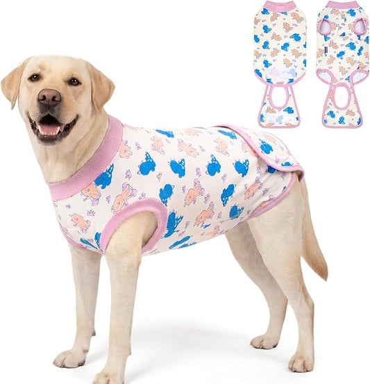 cyeollo Recovery Suit for Dogs Surgery Suit Female Spay Soft Breathable Pet Onesie Bodysuit Male Dog Neuter, Medium Large Dogs Surgical Recovery Shirt, Dinosaur, XL