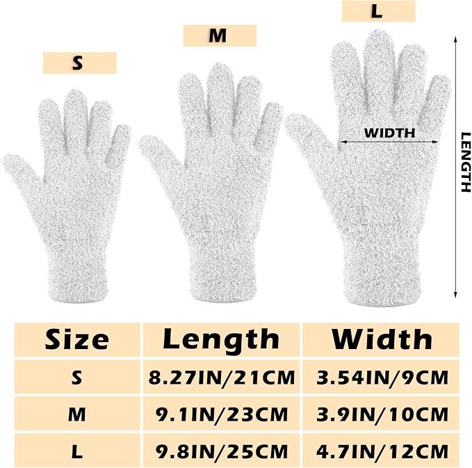 Patelai 3 Pairs Microfiber Plant Dusting Gloves Leaf Cleaning Gloves for Indoor Plants, Blinds, Furniture, House (White,Medium)