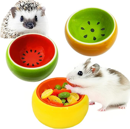 JSLZF Hamster Bowl Ceramic Rat Bowl Small Hamster Food Dish Prevent Knocking Over, Food Splashing and Chewing Feeding Dish for Gerbil Chinchilla Rat Ferret (3 PCS)