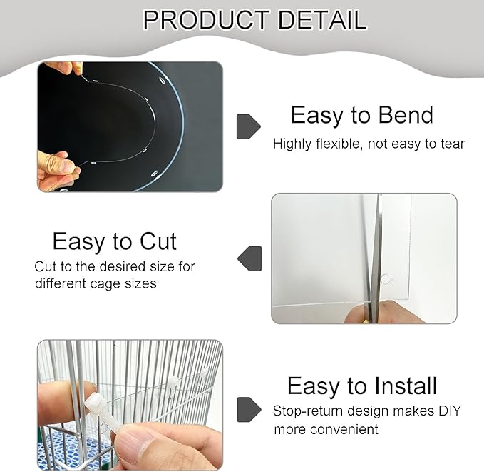 Pet Cage Liner Protection, Rabbit Cage Plastic Panels, 12 PCS Cage Urine Guard for Rabbit, Guinea Pig, Hamster, Hedgehog, Chinchilla, Ferret, Bunny - Transparent, 11.8"x7.9"