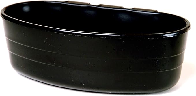 Pet Lodge® Plastic Cage Cup | Bunny Cage Cup | Feeder & Waterer for Small Animals | Mountable Hooks for Any Wire Type | Durable Plastic | 1/2 Pint | Black