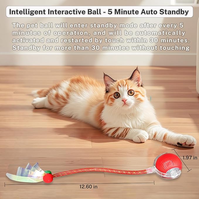 New Upgraded Cat Ball Toy - Speedy Tail 3.0 Cat Toy, Interactive Cat Toy Ball, Stimulating Toys and Juguetes para Gatos, Cat Toys for Bored Indoor（Sound Switchable） (Green)