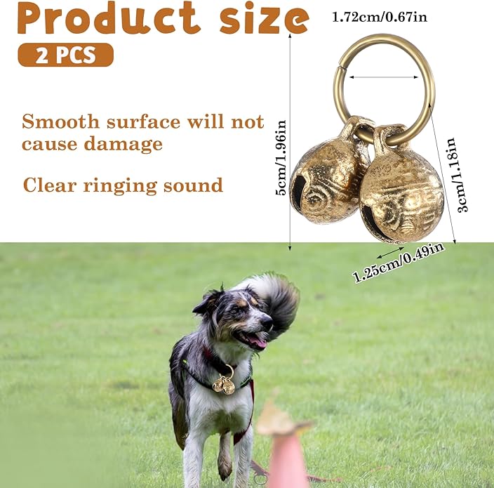 Styquenzer Copper Bell for Dog Collar, 4 PCS Brass Dog Bells Extra Loud Collar Bell for Pet Tracking Anti Lost Training Pets Pendant Accessories Anti Theft Bells for Little Dogs & Cats