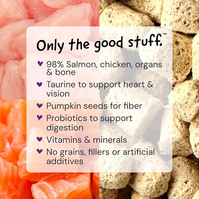 Stella & Chewy's Freeze-Dried Raw Cat Dinner Morsels - Premium Salmon & Chicken Recipe with 98% Wild-Caught & Cage-Free Protein - Natural Grain-Free Cat & Kitten Food - Made in USA - 18 oz (Pack of 2)