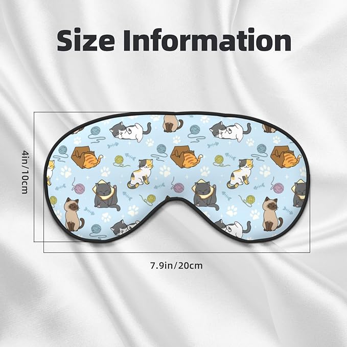 Cute Cats Sleep Mask Breathable Soft Eye Mask for Sleep for Women Men Lightweight Eye Cover for Travel, Night Work, Nap, Office