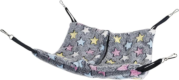 Niteangel Hanging Hammock Nap Sack Swing Bag Pet Sleeper for Ferret Rat Sugar Glider and Other Small Animals (Blue, Star)
