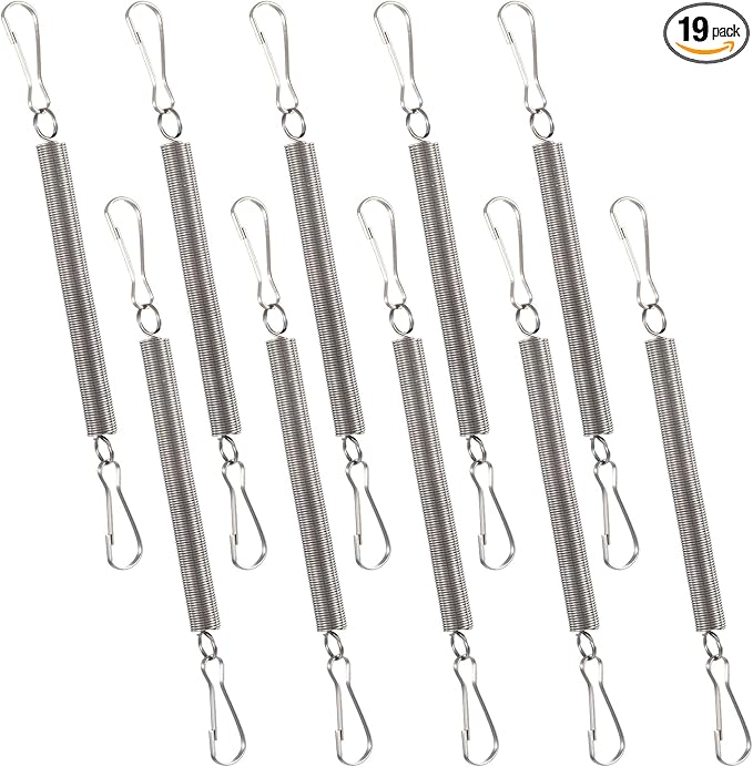 10 Pcs Extension Spring with 2 Clips for Rabbit Water Bottles Metal Wire Cage Accessories for Small Animal Water Bottles, Rabbit/Hamster/Guinea Pig Dispenser Holder, Drinking Supplies (3.1 inch/8 cm)