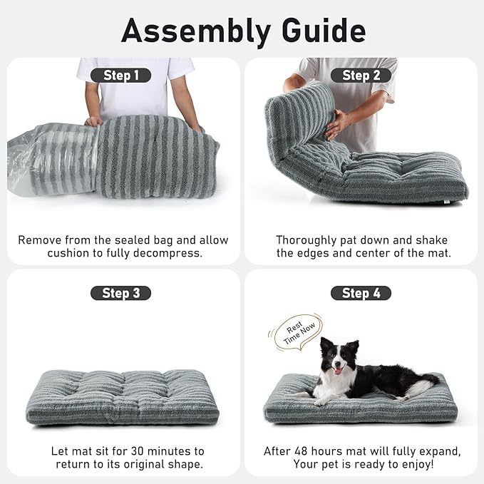 FURTIME Washable Small Dog Bed, Deluxe Dog Crate Beds Comfy Fluffy Kennel Pad Anti-Slip Pet Sleeping Mat for Puppy/Cat, Machine Washable Dogs Pillow, 23"x18"x3", White