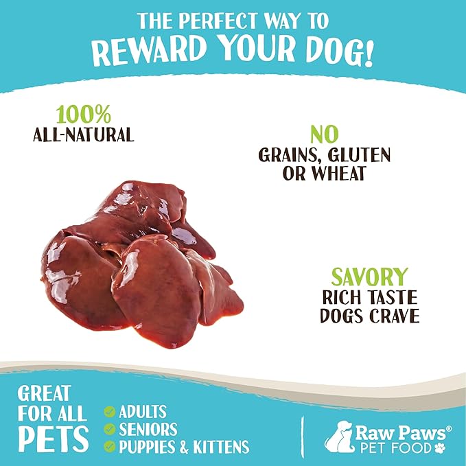Raw Paws Frozen Raw Chicken Liver for Dogs & Cats, 2-lb (10-Pack) - Made in USA - Small-Batch Pet Food - Natural Chicken Liver Treats for Dogs - Liver Dog Treats
