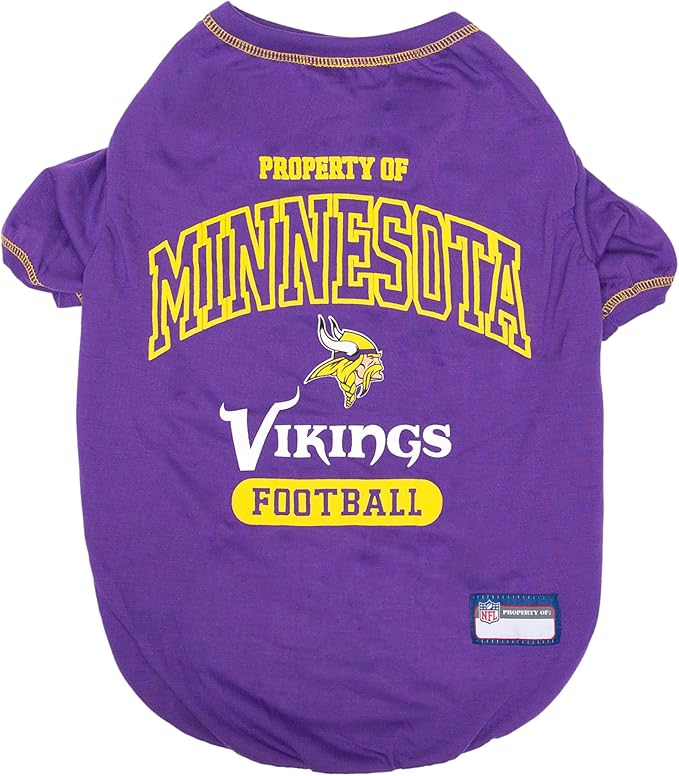 NFL Minnesota Vikings Dog T-Shirt for Pets, Size X-Small. Officially Licensed Pet Shirt with Team Logo, Soft Stretchable Comfort Fit Apparel for Dogs & Cats