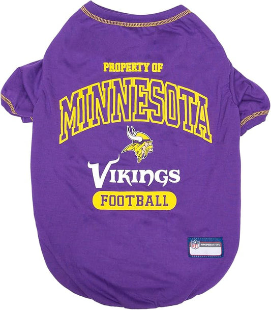 NFL Minnesota Vikings Dog T-Shirt for Pets, Size Medium. Officially Licensed Pet Shirt with Team Logo, Soft Stretchable Comfort Fit Apparel for Dogs & Cats