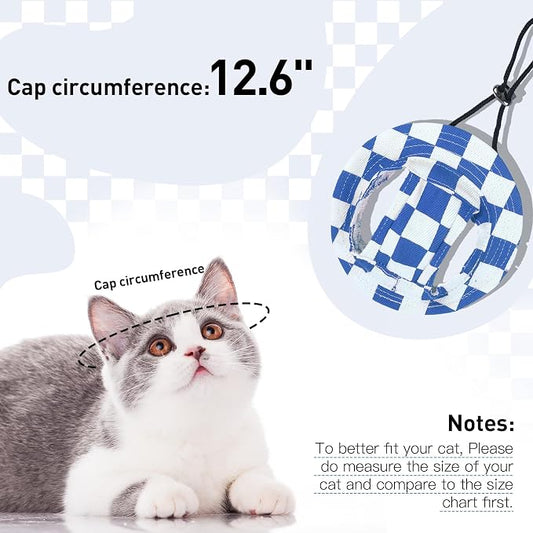 QBLEEV Cat Hats for Cats Only, Sphynx Hat with Ear Hole, Summer Cowboy Hats | Breathable kitten headwear mini sun sombrero caps, pet chihuahua sunscreen baseball outdoor climbing cap for birthday party