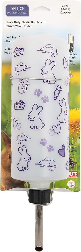 Lixit® Original Super Seal Classic Water Bottle for Rabbits, Cats, Ferrets, Hamsters, Guinea Pigs, Gerbils and Other Small Animals - Made in USA (Frosted (Pack of 1), 32 Ounce)