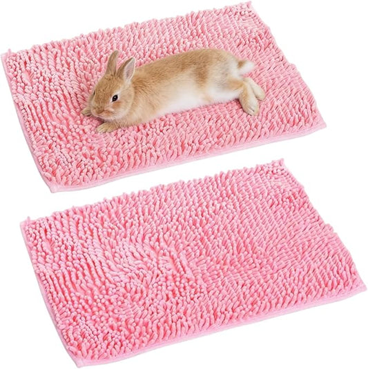 2PCS Guinea Pig Liner Washable Rabbit Cage Liner Guinea Pig Fleece Mats Reusable Bedding Pee Pads for Ferret Bunny Chinchilla Small Animals (Pink,23.62" LX15.75 W)