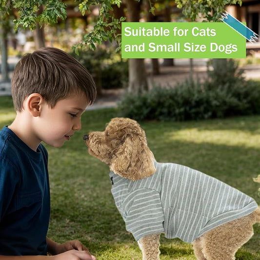 Sphynx Cat Sweater Hairless Cat Clothes Sweater Shirt Soft Warm Long Sleeves Pullover Pet Clothes Pajamas Dog Cloth for Small Dogs Jumpsuit Pet Sweaters (Striped, Large)