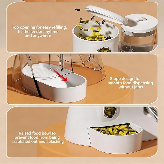Small Animal Food and Water Dispenser, 2 in 1 Hamster Automatic-Gravity Food Water Dispenser, No Drip Pet Feeder and Waterer, for Small Animal Hedgehog Hamster Cats Rabbits