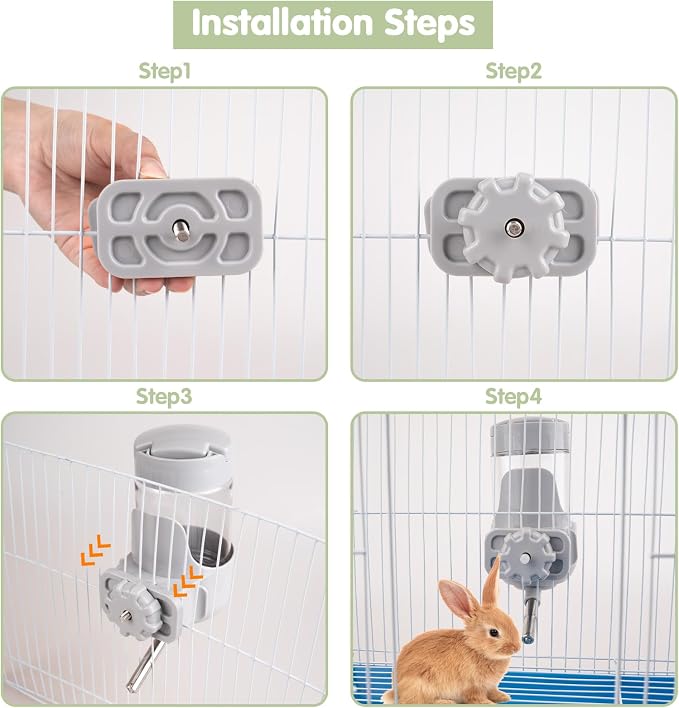 Depets Guinea Pig Water Bottle No Drip, 12 oz Small Animal Water Dispenser for Rabbit Hamster Rat Ferret Kitten, Top Refill Cage Water Bottle with Screw Fastener