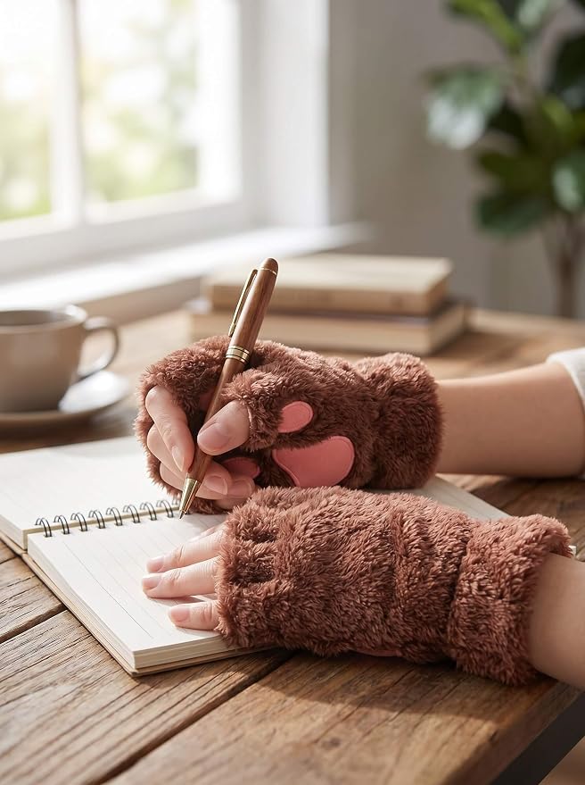 OTPEH Cat Paws Gloves Fingerless Bear Furry Paw Cute Hand Gear Cosplay Costume Accessories