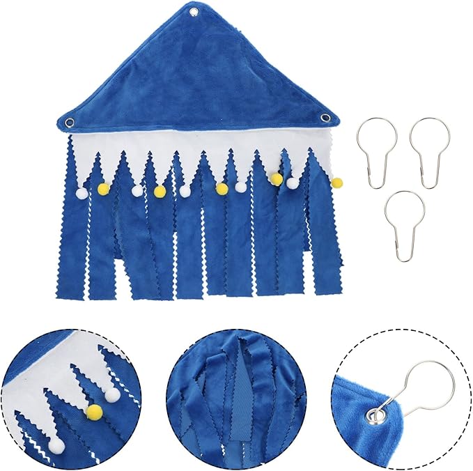 Milisten Small Pet Tassel Tent Corner Hideout with Hammock for Hamsters Guinea Pigs Rabbits Blue Cozy Small Animal Hideaway Bed for Cage Habitat