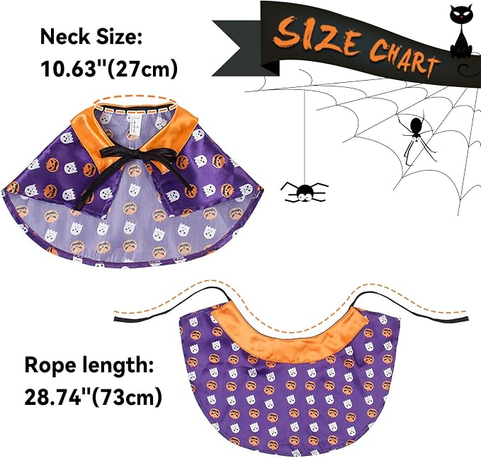 NAMSAN Cat Halloween Costumes, Wizard Cloak Vampire Cat Apparel, Small Dogs Witch Clothes Cosplay Outfit for Halloween Themed Party, Purple