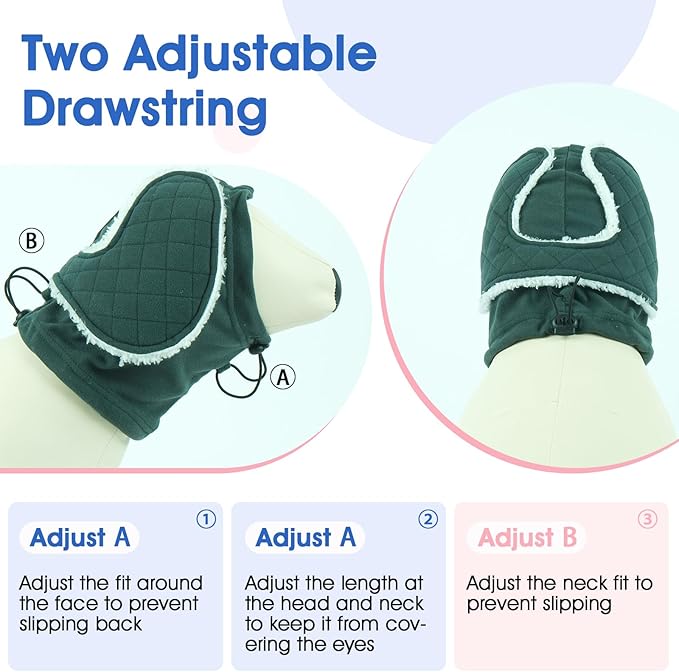 Dog Ear Muffs Noise Protection - Adjustable No Shake Ear Wraps, Warm Dog Calming Hoodie with Sound-Absorbing Pads, Anxiety Relief, Dog Ear Covers for Firework, Grooming, Travel (Green, M)