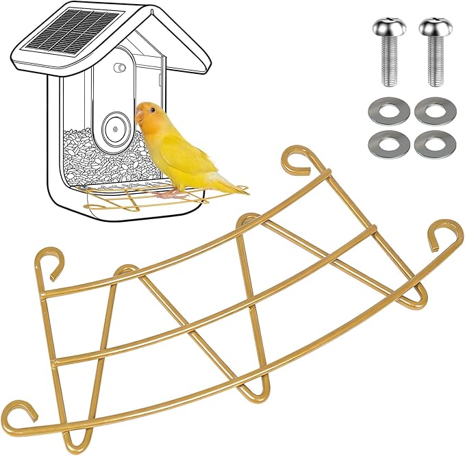 Perch Extender for Bird Buddy, Gold Metal Accessories for Bird Buddy, Custom-Fit Extended Perch with Screws and Washers, Durable Weather-Resistant Add-On for Bird Watching