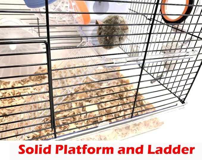 Acrylic Large 5-Level Lookout Tower with Long Crossover Tube Habitat Hamster Rodent Gerbils Mouse Mice Small Animal Cage Deep Acrylic Clear Base with Full Set of Accessories