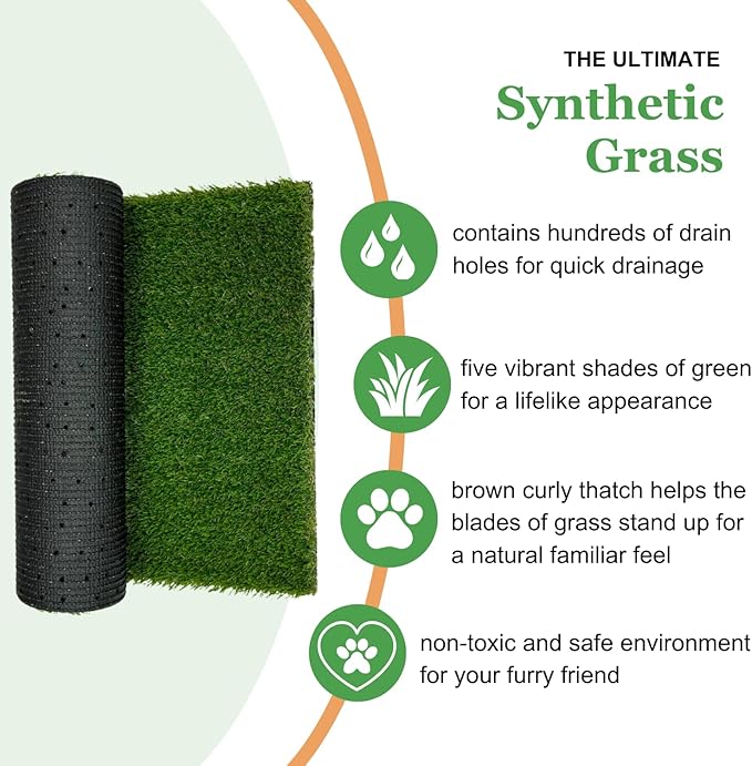 Porch Potty Artificial Grass Potty Pads for Dogs - Small Size 16x16x6 Reusable Potty Training Pad - Washable Pee Pads for Dogs - Unique Design - Instant Drainage -Quick Absorb - 2x2 Feet Grass Size