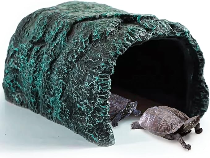 BNOSDM Large Reptile Hideout, Tortoise Hide, Bearded Dragon Hideout Cave Shelter, Resin Turtle Basking Platform, Reptiles Habitat Decor Tank Accessories for Lizards Geckos Snakes Chameleons Frogs