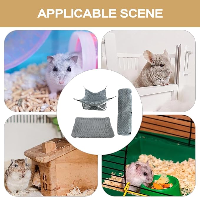 Ferret Hammock - Cave Tunnel Mat Warm Plush Bed, Small Animal Nest | for Sugar Glider Ferret Hamster Sleeping Resting Hiding Playing Climbing Winter