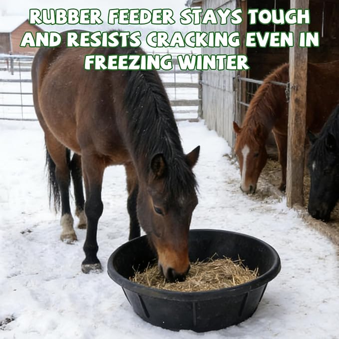 4 Pcs Rubber Feed Pan 2 Gallon and 1 Gallon Horse Feed Bucket Utility Feed Bucket Rubber Bowl Chicken Dust Bath Livestock Water Bowl for Pig Goat Chicken Dogs Farm Small Animal