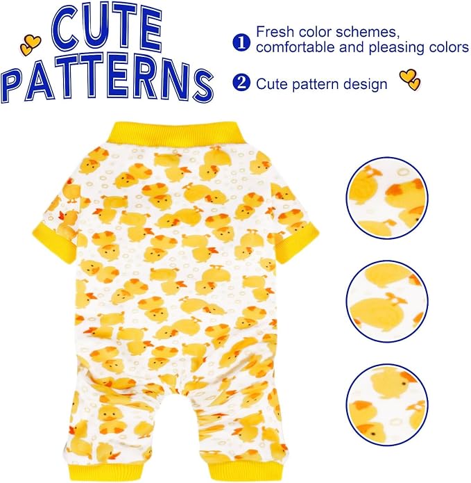 Paiaite Dog Pajamas Onesie: Comfortable Four-Legged Apparel for Small, Medium, & Large Dogs, Polyester Material for Comfort, Wrinkle Resistance, Moisture Wicking, Stretchiness Cartoon Duck 3XL
