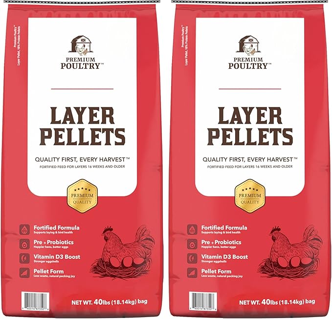 Layer Pellet Chicken Feed, 16% Protein Poultry Feed for Laying Hens, Supports Egg Production, Strong Eggshells & Calcium Absorption with Vitamin D3, Made in USA, 80 lbs