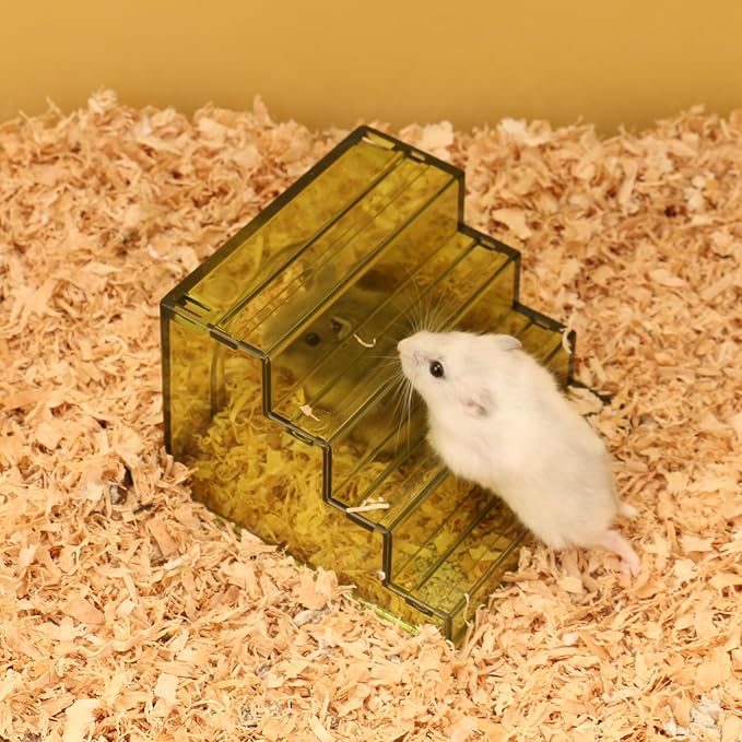 Hamster wheel climbing ladder,hideout ladder bridge,hamsters climbing for Hamster wheel,climbing ladder with hamster house,hideout chamber for dwarf hamsters mice and small animals habitat décor(pink)