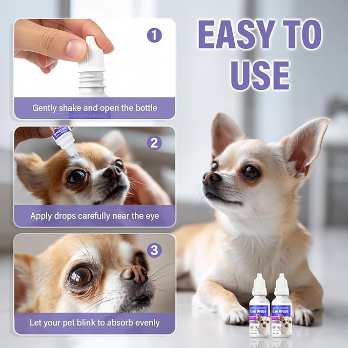 Dog Eye Drops, Premium Eye Drops for Dogs to Flush & Soothe, Advanced Dog Eye Wash for Daily Care & Tear Stain Prevention, Effective Dog Eye Infection Treatment, 10ml/2 Bottles