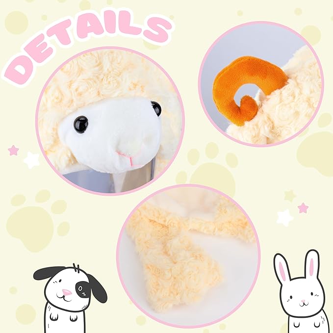 Bubblepompom Animal Hat with Ears Moving Jumping Pop Up Beating Hat Plush Holiday Cosplay Dress Up Funny Gift for Kids