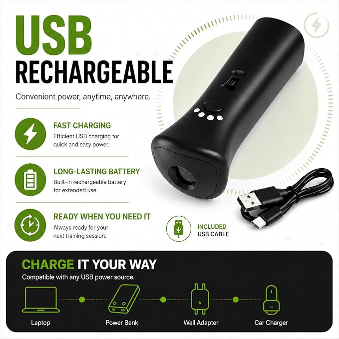 Trainer Ultrasonic for Dogs, Anti Barking Device for Dogs, 32 Ft Range Barks No More, Dog Training Device Safe & Rechargeable for Indoor &Outdoor (1PC)