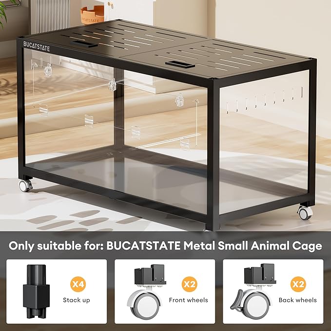 BUCATSTATE Cage 3.0 Universal Wheel & Stacking Accessories, Cages 3.0 Accessories That Support Moving and Stacking (for Cage 3.0, Black)
