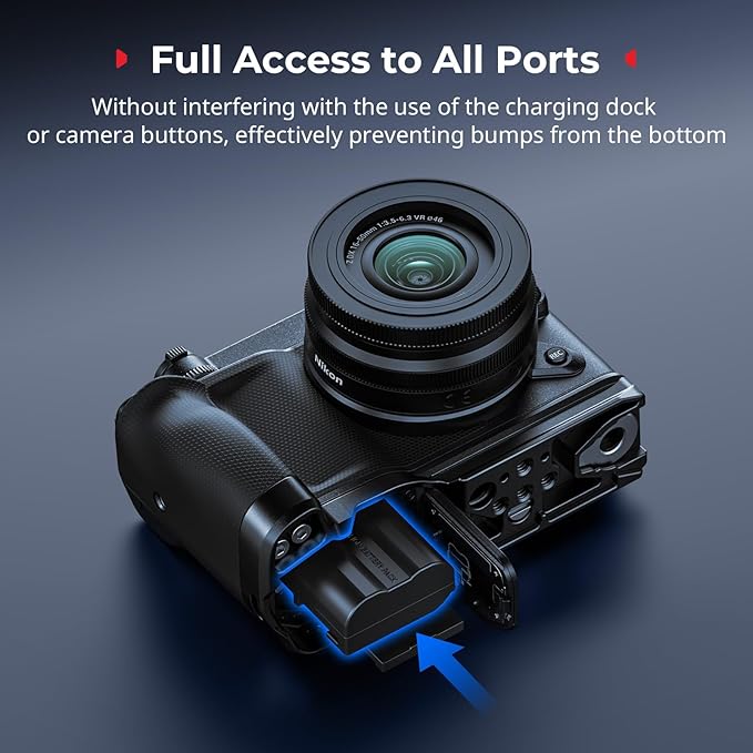 SmallRig L-Shape Handle for Nikon ZR with Ergonomic Silicone Grip, 1/4"-20 Thread Hole, Built-in Quick-Release Plate for Arca for Quickly Switch on Tripods/Handheld Shooting-5466