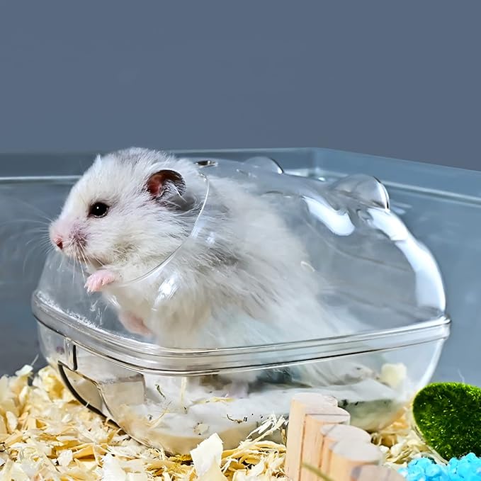 Hamster Sand Bath Container, Hamster Sand Bath Box, Hamster Sand Bathtub with Cleaning Scoop, Big Space, Avoid Kicking Sand Out, Easy to Clean, Perfect for Dwarf Hamster, Syrian Hamster(Large)