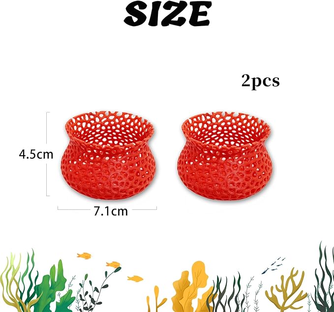 Aquarium Submerged Plant Pot, Underwater Plant Anchor, Fish Tank Aquatic Plante, Aquarium Landscaping Decoration, Decorative Accessories - 2-Piece Set (Red)