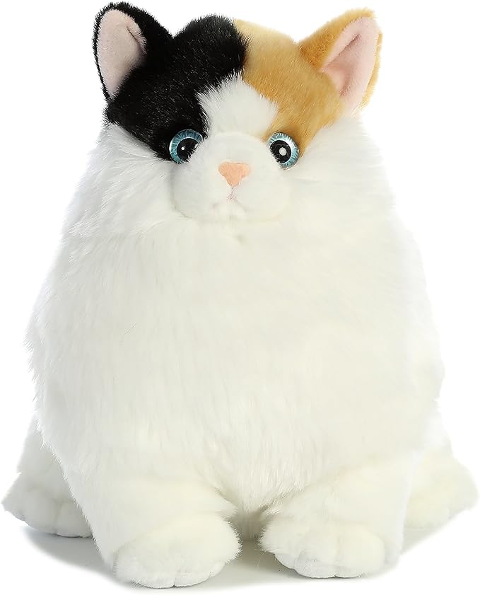 Aurora® Charming Fat Cats™ Munchy Calico™ Stuffed Animal - Cuddly Companions - Aesthetic Appeal - White 9 Inches