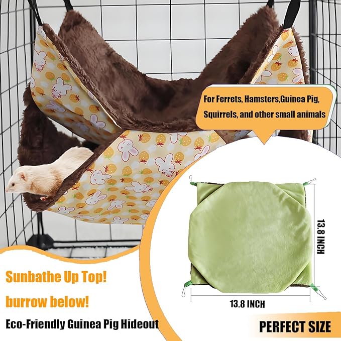 Ferret Rat Hammock Hamster for Cage - Large Soft Guinea Pig Hideout Bed, Chinchilla Hammock, for Small Animals,GuineaPig,Ferret,Kitten,Squirrel,Chinchilla,Rat,Parrot (Hammock-Yellow)