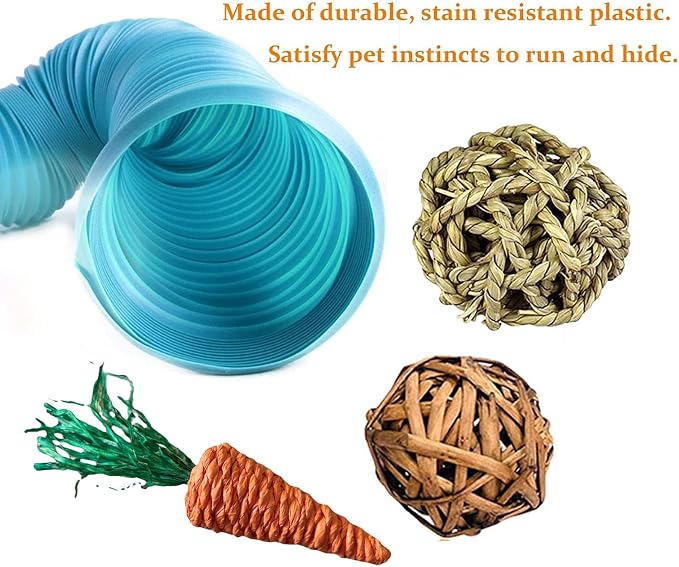 Collapsible Pet Tunnel 2 PCS Hamster Fun Tunnels | Plastic Foldable Hideaway, Exercising Training Tube Toys for Dwarf Hamster, Gerbil, Mouse, Rat and Ferrets