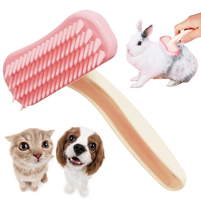Pet Grooming Comb, Silicone Remover Brush, Soft Shedding Hair Cleaner Tool For Cat Rabbit Hamster Small Animal Massage Bath Cleaning Grooming Care Home Indoor Use Accessory