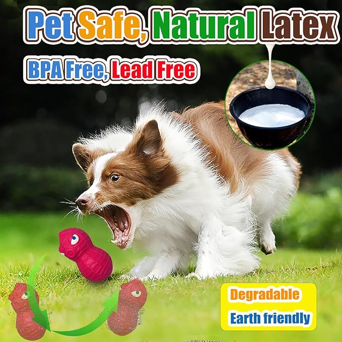 HOLYSTEED Latex Squeaky Dog Toys for Medium Dogs – Natural Latex Squeaky Balls for Dogs, Soft Rubber Dog Squeak Toys with Squeaker, Interactive Fun for Indoor & Outdoor Play