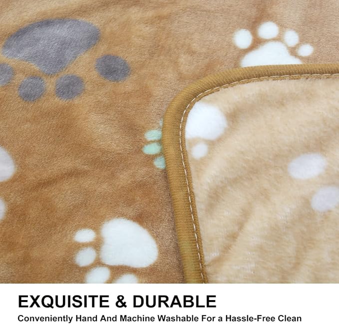 1 Pack 3 Puppy Blankets Super Soft Warm Sleep Mat Cute PAW Print Blanket Fleece Pet Blanket Flannel Throw Dog Blankets for Small Dogs Puppy Cats,Gray/White/Brown-Small(23"x15")