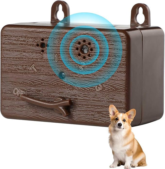 GlossyEnd Anti Barking Device, 50 FT Ultrasonic Dog Barking Control Device, 4 Modes Bark Box,Neighbor Dog Silencer, Dog Barking Silencer for Indoor and Outdoor Use (Brown