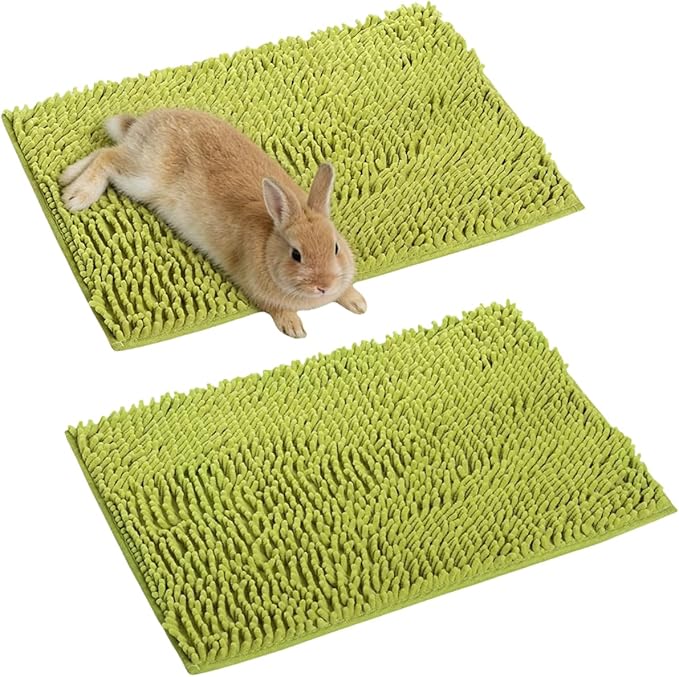 2PCS Guinea Pig Liner Washable Rabbit Cage Liner Guinea Pig Fleece Mats Reusable Bedding Pee Pads for Ferret Bunny Chinchilla Small Animals (Green,23.62" LX15.75 W)